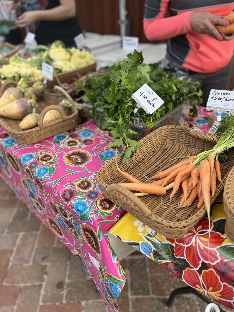 farm-fresh produce in baskets